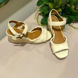 Lucky Brand Off White Canvas Wedge